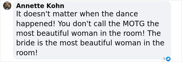 Screenshot of a Facebook comment discussing wedding drama involving Victoria Beckham and Nicola Peltz.