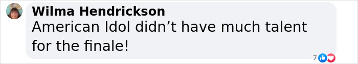 Screenshot of a social media comment criticizing talent during a singing competition finale.