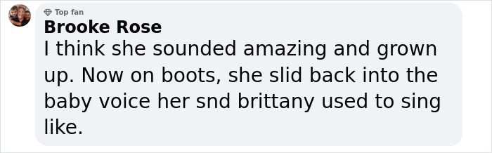 Comment from Brooke Rose praising Jessica Simpson&rsquo;s live TV performance after 15 years, noting vocal changes and style.