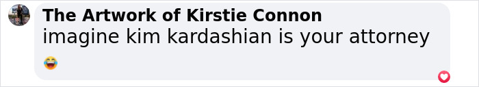 Screenshot of a social media comment joking about Kim Kardashian as an attorney amid law school celebration trolling.
