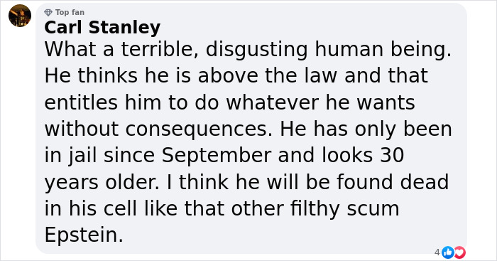 Comment by Carl Stanley criticizing a person involved in the Diddy trial jury over graphic photos from freak off parties. Comment by Carl Stanley criticizing a person involved in the Diddy trial jury over graphic photos from freak off parties.