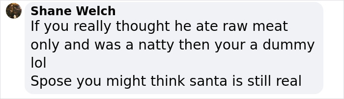 Screenshot of a social media comment discussing the controversy around Liver King and his raw animal diet claims. Screenshot of a social media comment discussing the controversy around Liver King and his raw animal diet claims.