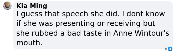 Comment discussing a speech related to Anne Wintour amid the Naomi Campbell Met Gala 2025 feud controversy.