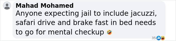 Comment discussing unrealistic jail expectations, related to 21YO woman jailed in hideous Dubai prison without shower warnings. Comment discussing unrealistic jail expectations, related to 21YO woman jailed in hideous Dubai prison without shower warnings.