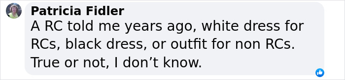 Comment discussing the tradition of white dress for RCs and black for non RCs when meeting the Pope.
