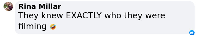 Comment on social media post saying they knew exactly who they were filming, related to vlogger recording next to A-list star.