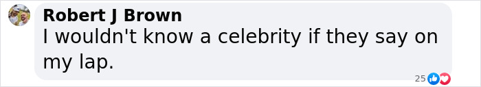Comment from Robert J Brown saying he wouldn&rsquo;t recognize a celebrity even if sitting on his lap, relating to A-list star situation.
