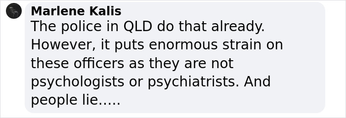 Screenshot of a Facebook comment discussing police response and strain related to domestic violence claims by women and men.