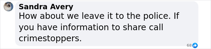 Comment from Sandra Avery urging to leave the case to police and contact Crimestoppers with any information on missing teen case Comment from Sandra Avery urging to leave the case to police and contact Crimestoppers with any information on missing teen case