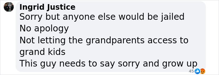 Facebook user comment expressing anger over cyclist avoiding jail and urging apology in fatal crash involving Olympian wife.