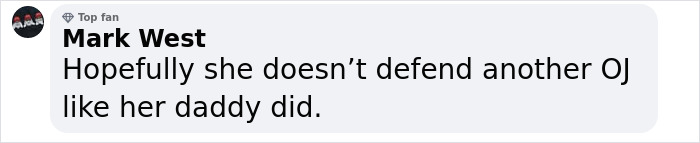 Comment from Mark West trolling Kim Kardashian about her law school graduation and OJ Simpson reference.