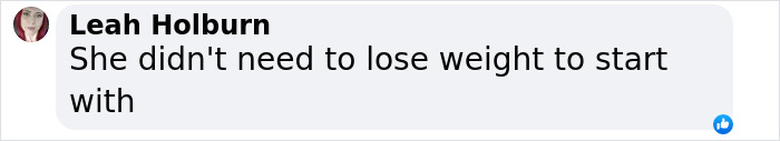 Comment on social media by Leah Holburn reacting to Sharon Osbourne's appearance and mentioning weight loss. Comment on social media by Leah Holburn reacting to Sharon Osbourne's appearance and mentioning weight loss.