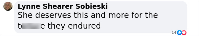 Comment supporting prison time for woman facing charges for torturing animals on camera for social media likes.