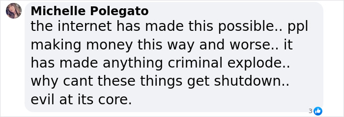 Screenshot of a social media comment criticizing the internet for enabling evil women to torture animals for likes.