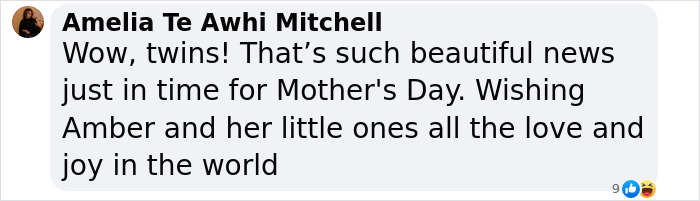 Comment expressing joy for Amber Heard's twins and sending love and wishes on Mother's Day celebration. Comment expressing joy for Amber Heard's twins and sending love and wishes on Mother's Day celebration.