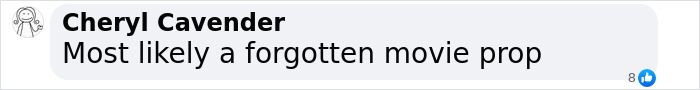 Comment on social media post reading most likely a forgotten movie prop about UFO with ominous writing and scientists breaking their silence.
