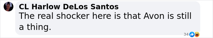 Comment text about Avon in a social media post discussing America's Next Top Model winner's new Montana career. Comment text about Avon in a social media post discussing America's Next Top Model winner's new Montana career.