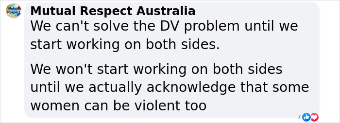 Comment discussing domestic violence and acknowledging that women can be violent in debates about gender-based violence.