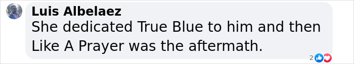 Comment on social media discussing Madonna&rsquo;s dedication of True Blue and Like A Prayer, related to Sean Penn&rsquo;s brutal response.