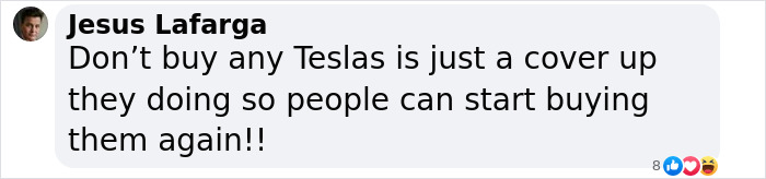 Comment warning against buying Teslas, suggesting it&rsquo;s a cover-up while Tesla searches for a new CEO to replace Elon Musk.