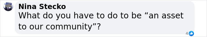 Comment from Nina Stecko asking what it takes to be an asset to a community, related to Meghan Markle's Montecito neighbor claims.