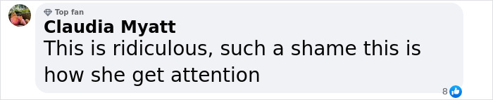 Claudia Myatt commenting that Julia Fox flashes her bloody period underwear for attention at skincare launch.