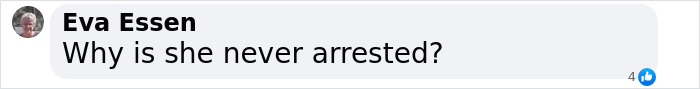 Facebook comment by Eva Essen asking why she is never arrested, reflecting public outrage related to Bianca Censori sheer top controversy.