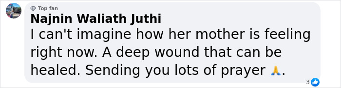 Comment expressing sympathy and prayers after a teen&rsquo;s disappearance, highlighting the emotional impact on Phoebe Bishop&rsquo;s family.