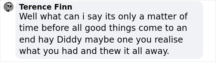 Comment on social media about Diddy reflecting on past wild star-studded party moments amid trial.