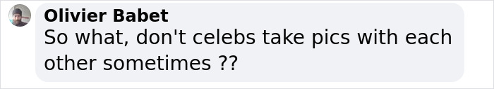 Comment on social media questioning if celebrities sometimes take pictures together at star-studded parties amid trial discussions.