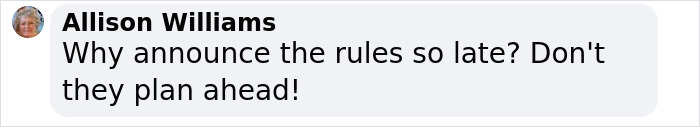 Comment from Allison Williams expressing frustration about late announcement of new Cannes dress code rules. Comment from Allison Williams expressing frustration about late announcement of new Cannes dress code rules.