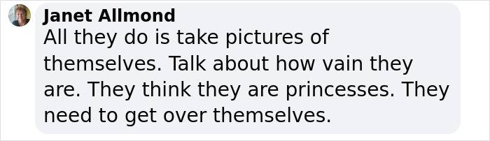 Fan comment expressing concern over Kylie Jenner's photo in a low-cut dress discussing vanity and self-image.