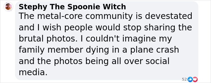 Comment expressing grief over famous drummer losing his life in a San Diego plane crash and social media sharing.