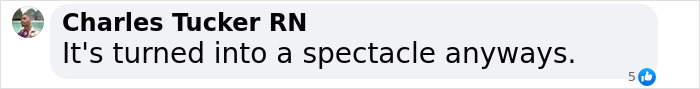 Comment from Charles Tucker RN saying it's turned into a spectacle, related to Naomi Campbell banned from Met Gala 2025 feud.
