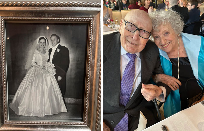 Side-by-side past and present pictures of a couple years apart showing sweet and hilarious moments