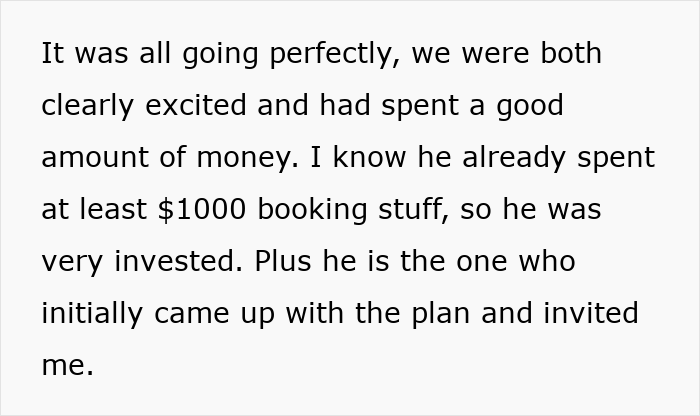 Text about a woman planning a vacation with her boyfriend who disappears the day before their flight.