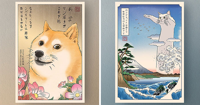 I Mix Classical Japanese Art With Internet Memes, Here’s My 15 Illustrations To Prove That