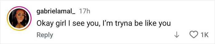 Comment from user gabrielamal_ on social media expressing admiration and desire to be like Lizzo after her weight loss goal. Comment from user gabrielamal_ on social media expressing admiration and desire to be like Lizzo after her weight loss goal.