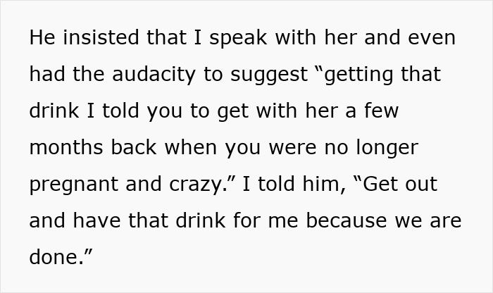 Text excerpt showing a man gaslighting his pregnant wife with cruel words, leading to marriage regret.