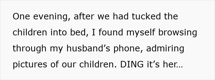 Text excerpt showing a wife reflecting on browsing her husband&rsquo;s phone after bedtime in a story about pregnancy and gaslighting.