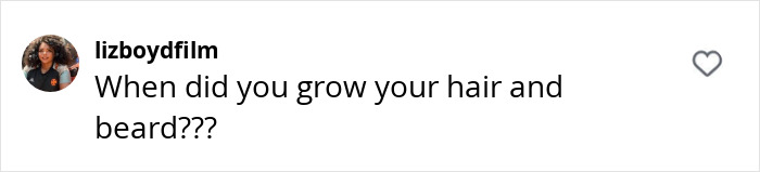 Comment from lizboydfilm asking when Prison Break star Dominic Purcell grew his hair and beard, highlighting his unrecognizable new look.