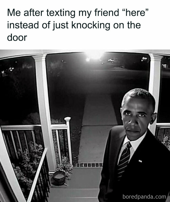 Man in a suit standing at a front door at night, humorously illustrating barely holding it together in everyday moments.