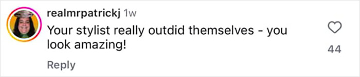 Comment praising Kelly Osbourne's stylist for an amazing look, sparking Ozempic and plastic surgery rumors.