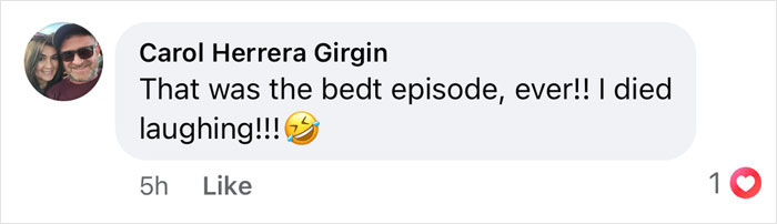 Comment by Carol Herrera Girgin laughing and saying that was the best episode ever referencing Scarlett Johansson and husband on SNL. Comment by Carol Herrera Girgin laughing and saying that was the best episode ever referencing Scarlett Johansson and husband on SNL.
