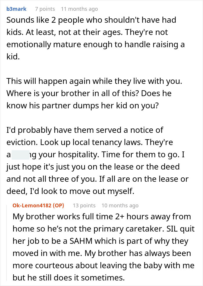 User forum discussion about SIL&rsquo;s irresponsible parenting causing family tension and police threats over child care issues.