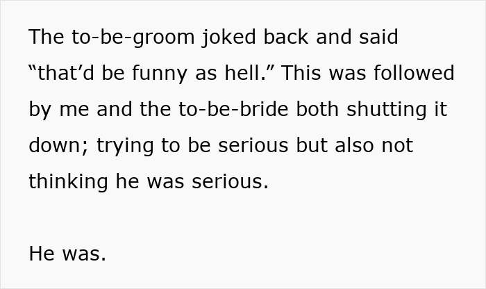 Text excerpt from a story about stopping a boyfriend&rsquo;s proposal at a best friend&rsquo;s wedding, highlighting emotions and reactions.