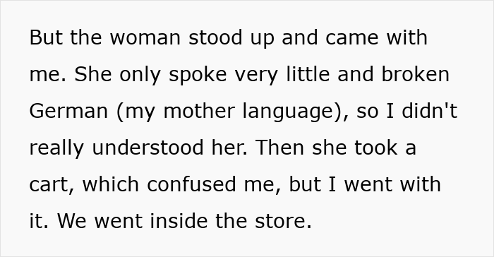 Woman almost getting scammed at the store stands with a cart, learning a valuable lesson about shopping safety. Woman almost getting scammed at the store stands with a cart, learning a valuable lesson about shopping safety.