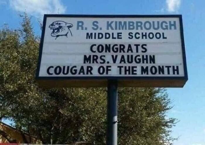 School marquee sign with humorous message, featured in a collection of random memes for a brain break and laughter.