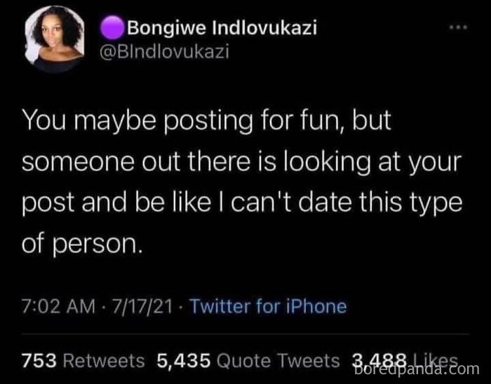 Tweet about posting for fun while someone judges, illustrating random memes to give your brain a break.