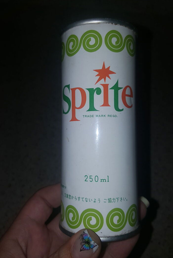 Vintage Sprite can with retro design and 250ml volume, showing how things used to look in classic packaging style.